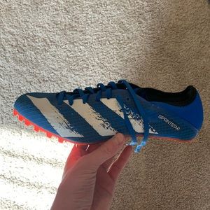 Addidas, size 9, blue, white, and orange